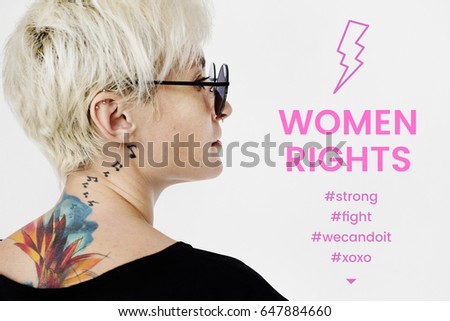 Woman standing network graphic overlay background