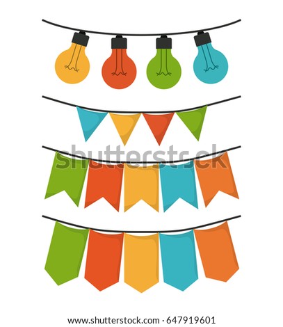 white background with set of party festoon and decorative lights vector illustration