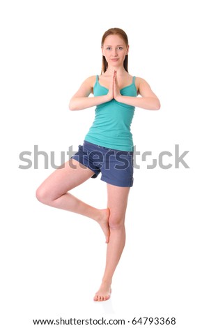Full isolated studio picture from a young woman doing gymnastics