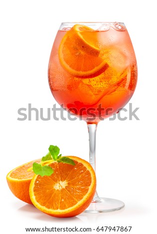 glass of aperol spritz cocktail isolated on white background Royalty-Free Stock Photo #647947867