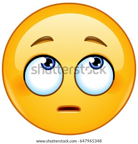 Emoticon face with rolling eyes Royalty-Free Stock Photo #647965348