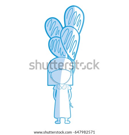 silhouette cute girl with balloons in the hand
