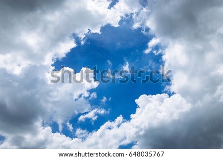 Dramatic Blue sky background with clouds