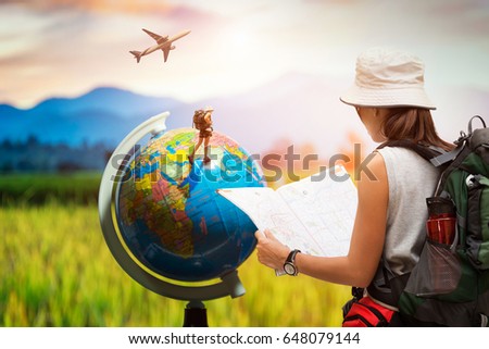 The tourist Planning a tour around the world
