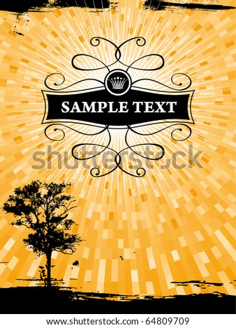 Background with black tree silhouette