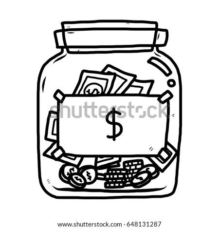 money bottle / cartoon vector and illustration, black and white, hand drawn, sketch style, isolated on white background.