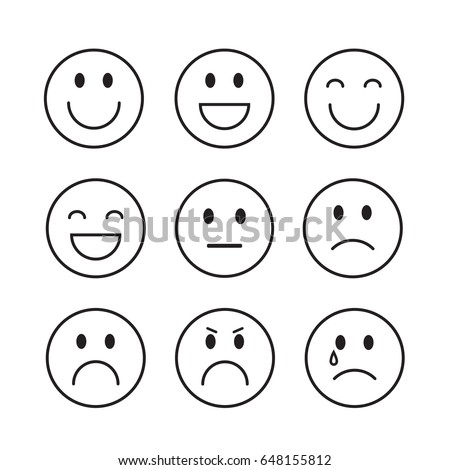Smiling Cartoon Face Positive People Emotion Icon Set Vector Illustration Royalty-Free Stock Photo #648155812
