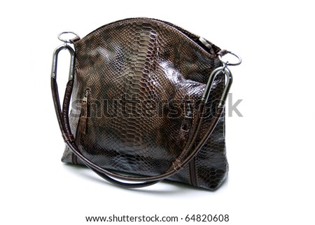 Natural Leather Handbag Isolated On White Background