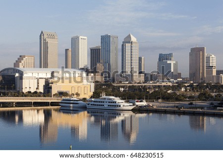 The morning view of Tampa downtown skyscrapers (Florida).
