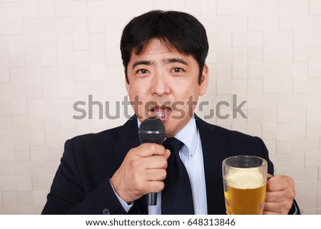 Man singing karaoke