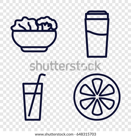 Juice icons set. set of 4 juice outline icons such as drink, lemon