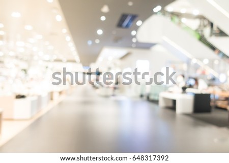 Abstract blur and defocused at shopping mall in luxury department store interior for background