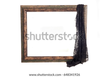Texture, background, pattern. Frame of pictures on a white background, cut fabric.