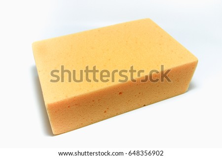 Isolate picture : Sponge for using to wash the car. Yellow Color.