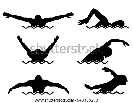 Vector illustration of a six swimmers set Royalty-Free Stock Photo #648368293