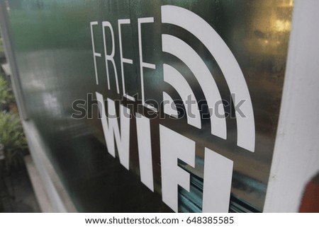 Free WiFi sign at the cafe
