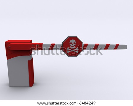 A red and white barrier with dead sign on white background - 3d render
