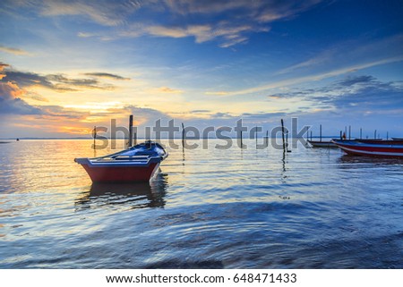 Fishermen boat and sunrise background part one