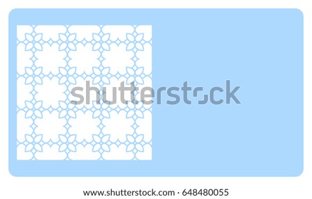 template business card with geometrical ornament for cut out. vector illustration. For cutting from metal, paper.