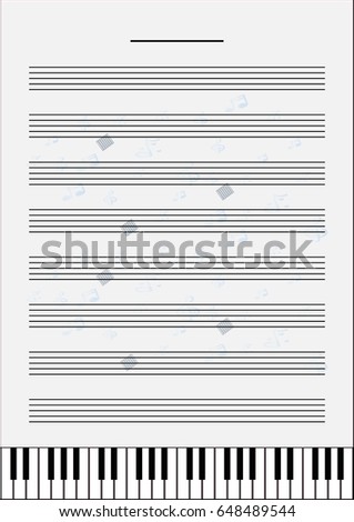 Blank Music Sheet Size A4 Vector Art and Illustration