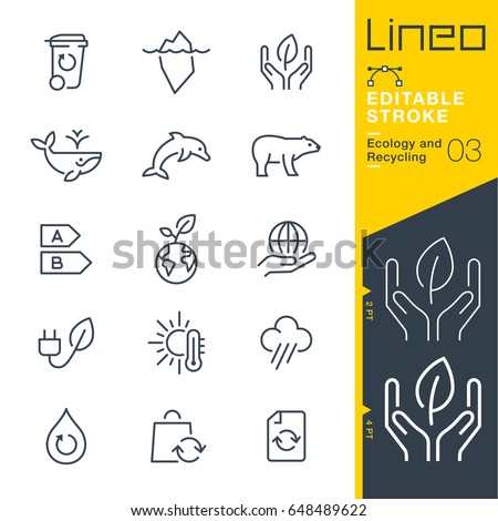 Lineo Editable Stroke - Ecology and Recycling line icons
Vector Icons - Adjust stroke weight - Expand to any size - Change to any colour
