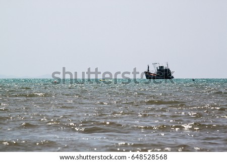 Long boat fishing in sea, Fishing boat 
