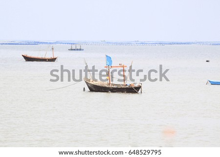 Long boat fishing in sea, Fishing boat background