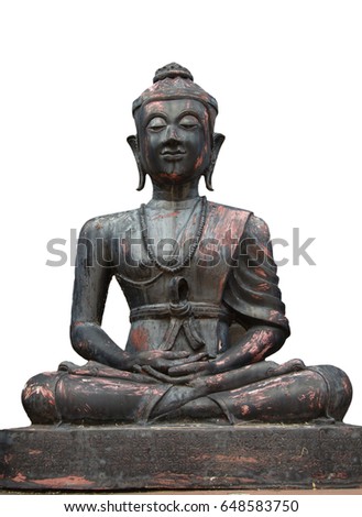 ancient old buddha  isolated on white background.