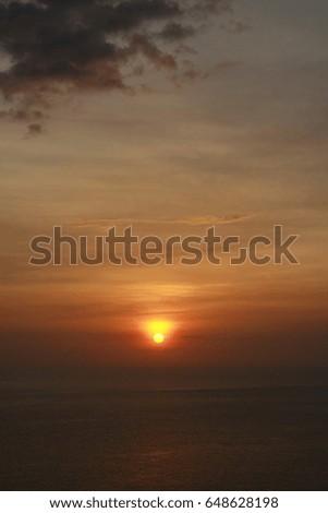 view sunset on the sea and small ship background