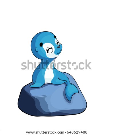 Cute cartoon seal with emotion. Character design. Vector illustration