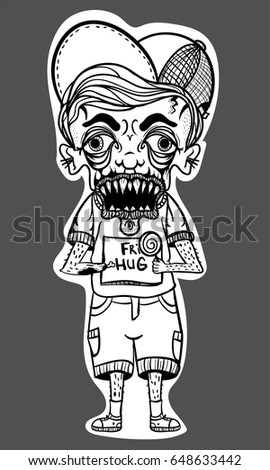 Boy with an inscription free hugs. Concept