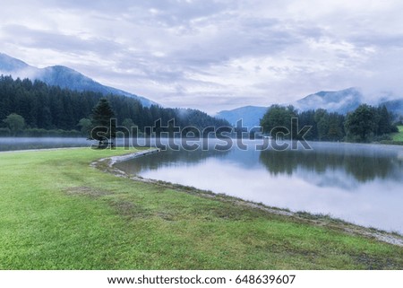 Alpine lake at dawn
