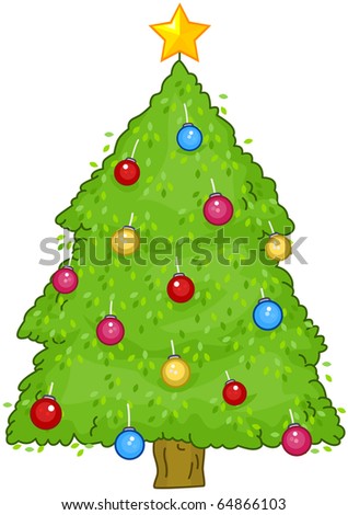 Christmas Design Featuring a Small Christmas Tree with Shiny Decorations