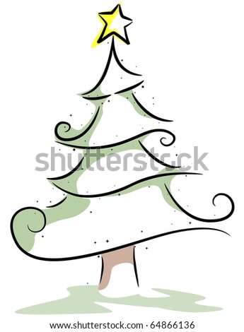 Christmas Design Featuring Curvy Lines Forming the Shape of a Christmas Tree