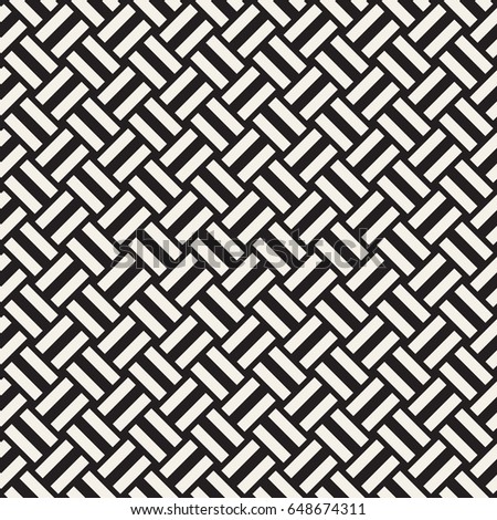 Black and white shapes seamless pattern background. Stylish symmetric lattice.  Abstract geometric tiling mosaic