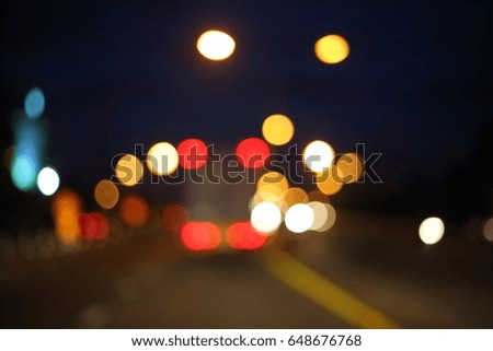 night light of truck car on the city street, abstract blur bokeh background