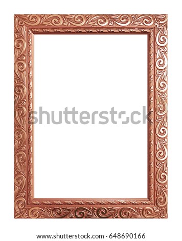 Antique brown frame isolated on white background, clipping path.