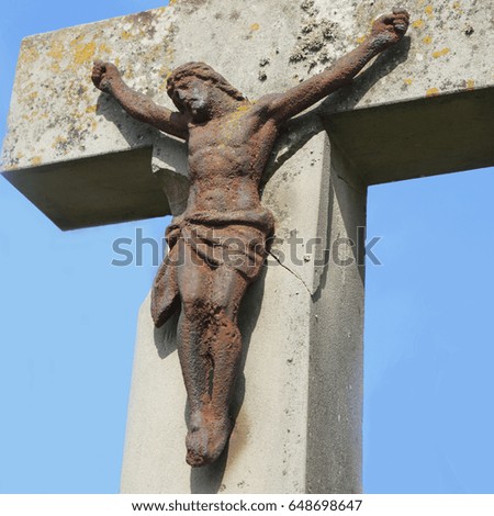crucifixion of Jesus Christ (ancient stone statue)