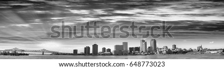 Black and white panoramic view of New Orleans, Louisiana - USA.