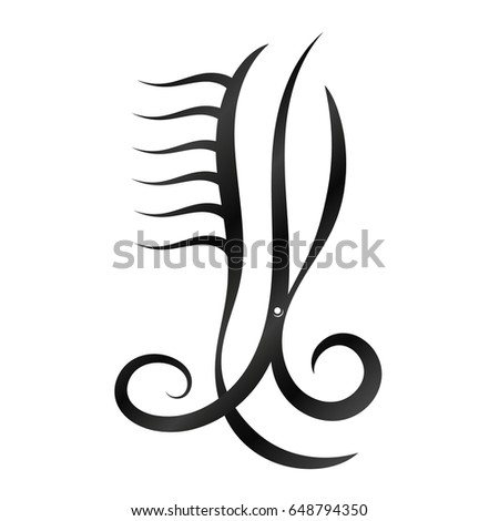 Hairdressing scissors and comb silhouette abstract for business