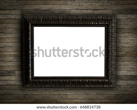 Grunge rustic wooden frame with wooden wall background