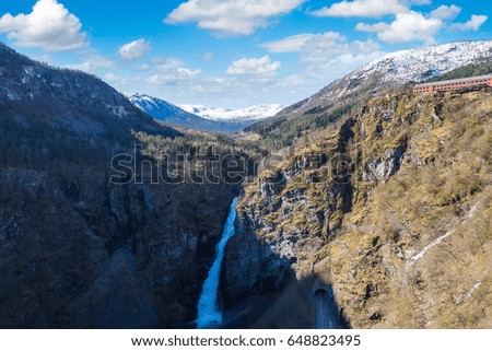 Beautiful waterfall in Norway in a sunny day