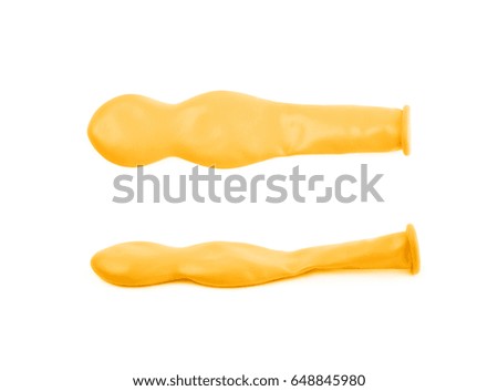 Unblown shaped balloon isolated over the white background, set of two different foreshortenings