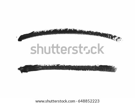 Single line marker stroke of a wax crayon as a design underline element, isolated over the white background, set of two different foreshortenings Royalty-Free Stock Photo #648852223