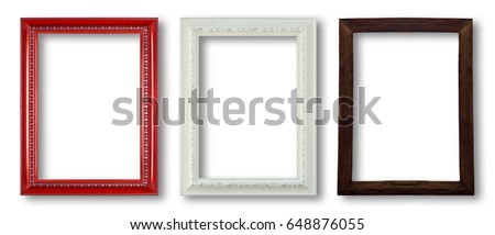 wood frame and white frame and red frame on white background