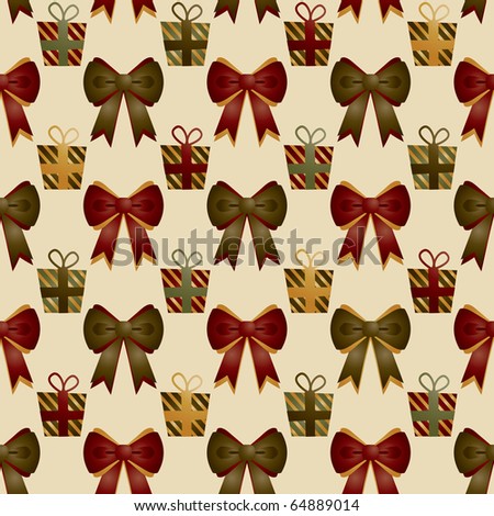 seamless christmas pattern with gifts and bows, with clipping mask