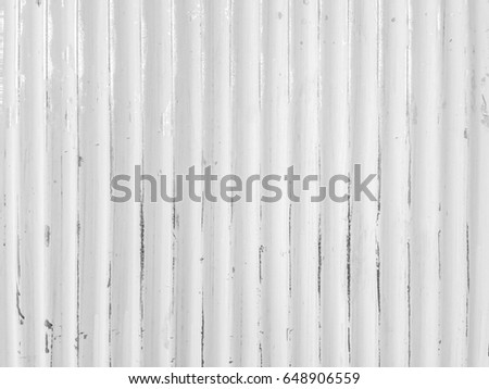 Peeling white metal plate background. White color painted on corrugated metal or galvanized steel plate texture for background, horizon line