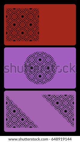 set of template for business card, with cut out geometrical pattern vector illustration.