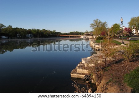 calm river with rocky riverside