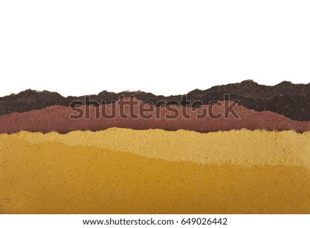 Penciled color cardboard isolated on white background close-up